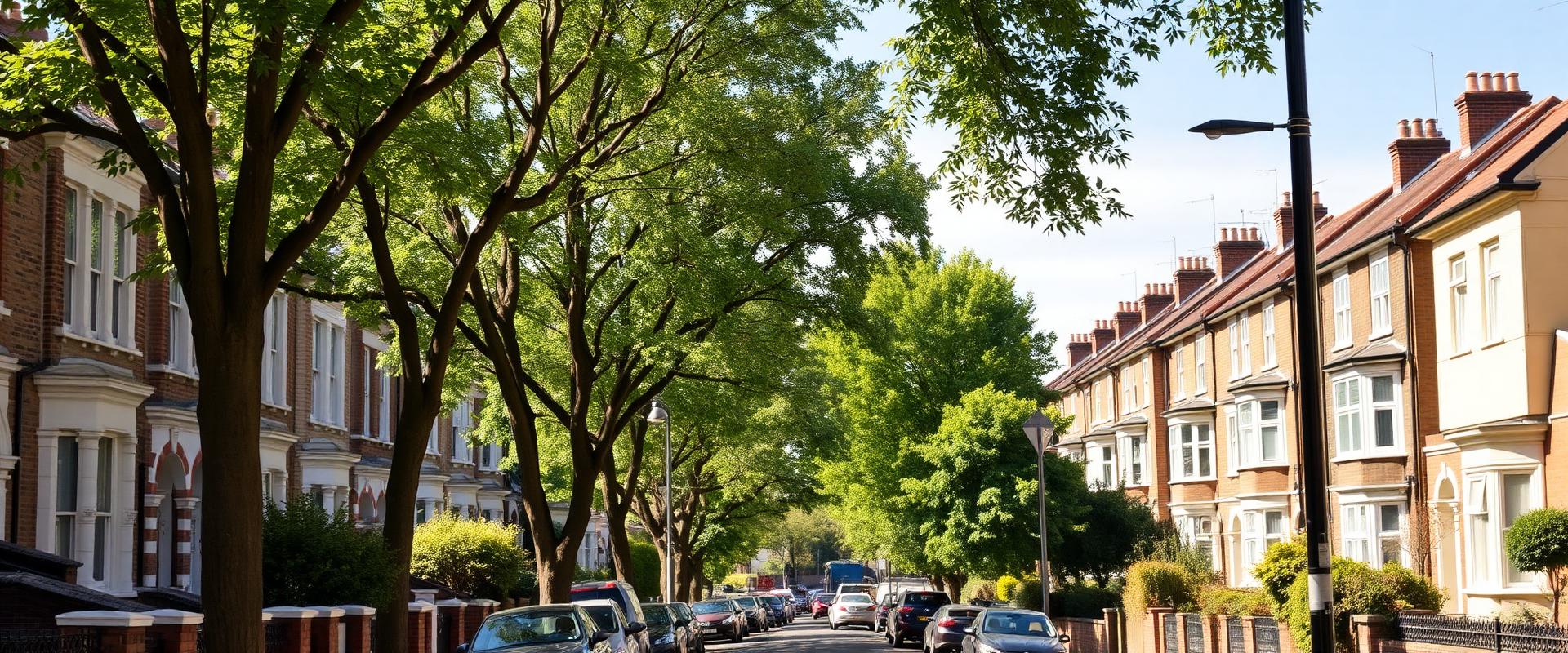 Tree-lined street in South Woodford with Victorian terraced houses